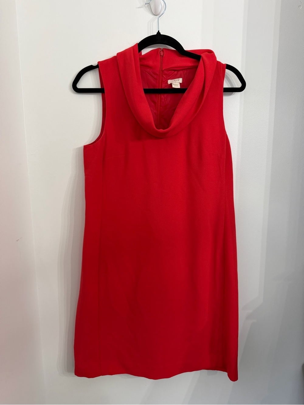 J. Crew Red Sleeveless Dress with Cowl Neck Small